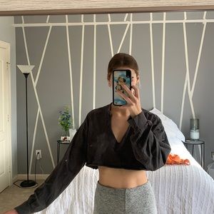 Charcoal Long Sleeve Crop Top